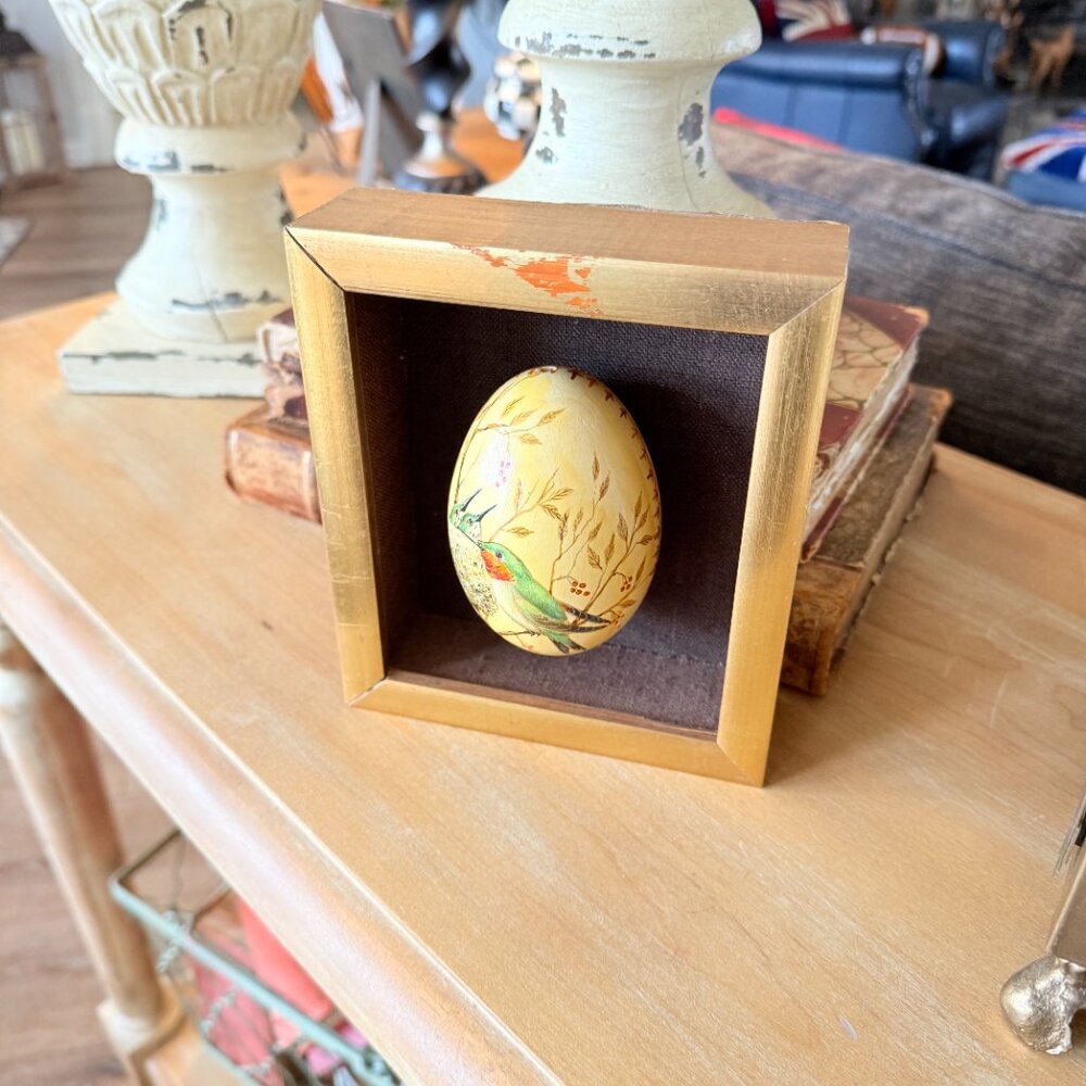 OOAK 1970's Hand Painted Goose Egg Framed - Picture 6 of 17